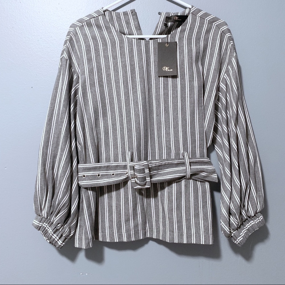 Drex Fable Fashion Striped Top with Belt S/M